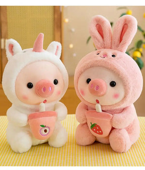 Planet Gates Bubble Pig Plush Toy Stuffed Animal Bunny Frog Unicorn Tiger Pillow Cup Milk Tea Boba Plushies Doll Birthday Gift Cuddly Baby