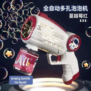 Planet Gates Bubbles 5 New Porous Astronaut Electric Bubble Gun Kid Toy Bubbles Machine Automatic Soap Blower with Light Summer Outdoor Party Games toy