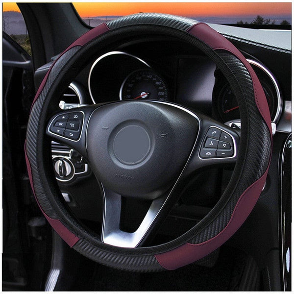 Planet Gates Burgundy 1pc Car Steering Wheel Cover, Universal 38.1 Cm Anti-Slip Car Steering Wheel Protector Cover Car Decor Accessories, No Inner Ring