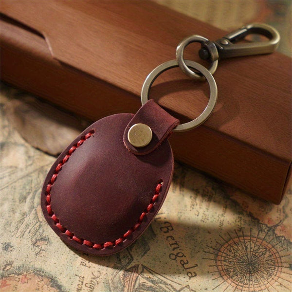 Planet Gates Burgundy Secure Your Airtags With This Stylish Retro Faux Leather Case + Keychain