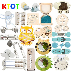 Planet Gates Busy Board Accessories DIY Toy Part Wooden Toys Metal Locks Leather Buckle Montessori Educational Games Intellectual Development