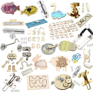 Planet Gates Busy Board Montessori Children DIY Parts Wood Toys Training Life Skill Lock Activity Board Accessories Kid Toddlers 1 Year Old