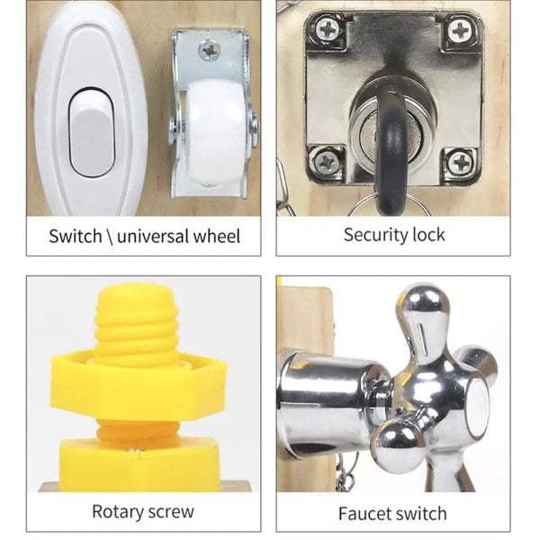 Planet Gates Busy Cube Kids Busy Cube Wooden Busy Block Montessori Educational Toys Hands-on Grasping Ability Training Lock Box Children Early Learning