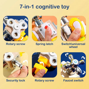 Planet Gates Busy Cube Kids Busy Cube Wooden Busy Block Montessori Educational Toys Hands-on Grasping Ability Training Lock Box Children Early Learning