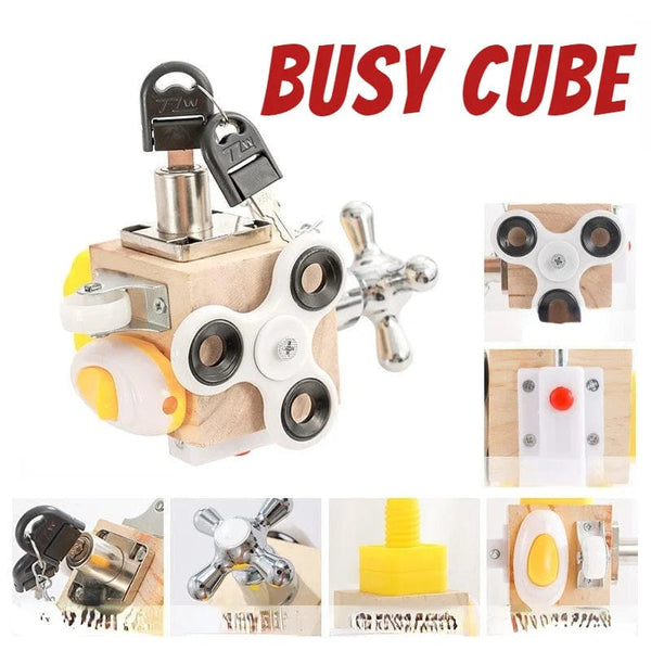 Planet Gates Busy Cube Kids Busy Cube Wooden Busy Block Montessori Educational Toys Hands-on Grasping Ability Training Lock Box Children Early Learning