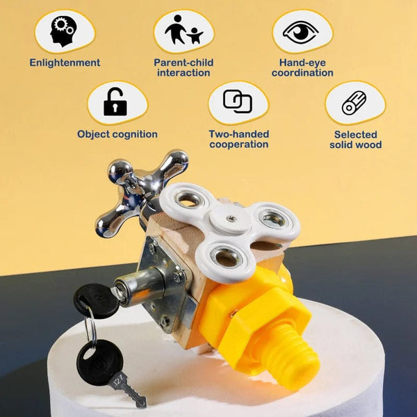 Planet Gates Busy Cube Kids Busy Cube Wooden Busy Block Montessori Educational Toys Hands-on Grasping Ability Training Lock Box Children Early Learning