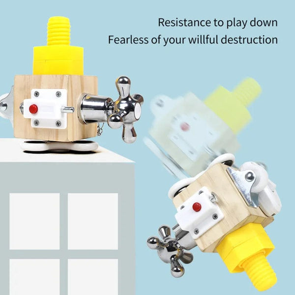 Planet Gates Busy Cube Kids Busy Cube Wooden Busy Block Montessori Educational Toys Hands-on Grasping Ability Training Lock Box Children Early Learning