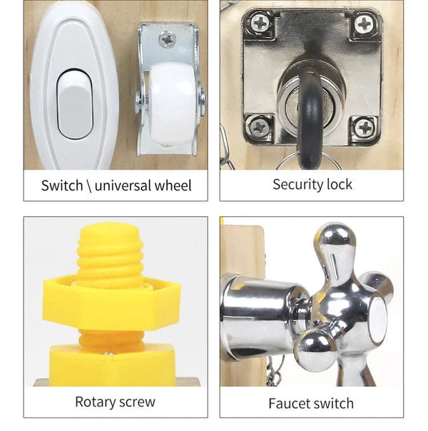 Planet Gates Busy Cube Kids Busy Cube Wooden Busy Block Montessori Educational Toys Hands-on Grasping Ability Training Lock Box Children Early Learning