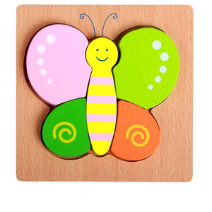 Planet Gates butterfly Wooden 3D Toys Puzzle Cartoon Animals Early Learning Cognition Intelligence Puzzle Game Colorful Montessori Baby Toddler Gifts