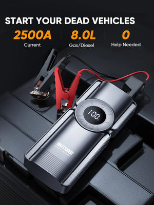 Planet Gates Buture 4 In 1 Jump Starter 150PSI Pump Air Compressor 20000mAh Power Bank 2500A Starting Device 15V Digital Tire Inflator