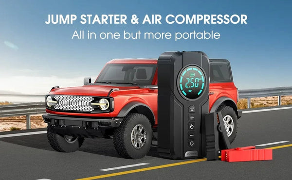 Planet Gates BUVAYE Car Jump Starter Air Pump Multi-function Air Compressor Convenient Tire Inflator Portable Battery Starter With EVA Bag