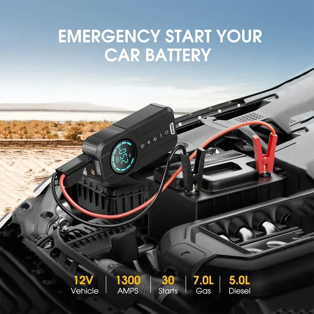Planet Gates BUVAYE Car Jump Starter Air Pump Multi-function Air Compressor Convenient Tire Inflator Portable Battery Starter With EVA Bag