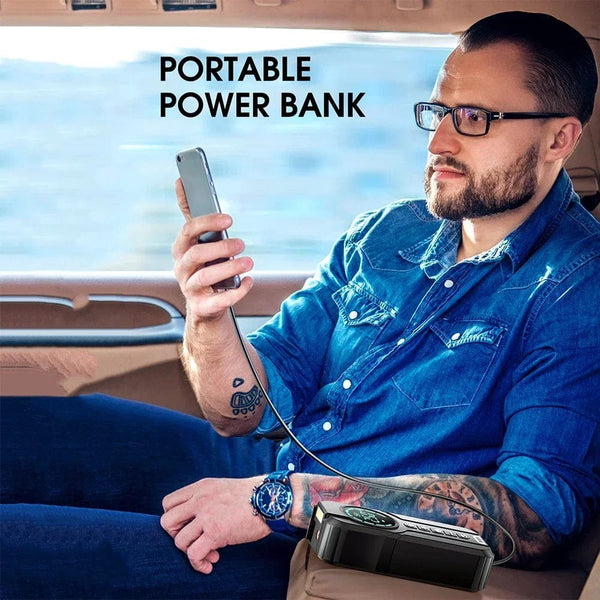 Planet Gates BUVAYE Car Jump Starter Air Pump Multi-function Air Compressor Convenient Tire Inflator Portable Battery Starter With EVA Bag