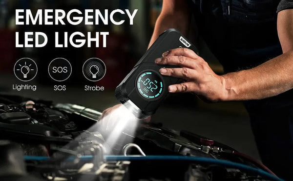 Planet Gates BUVAYE Car Jump Starter Air Pump Multi-function Air Compressor Convenient Tire Inflator Portable Battery Starter With EVA Bag