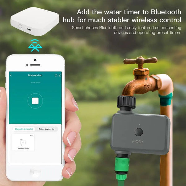 Planet Gates BWV-YC-EU-GY-MS Moes Smart Tuya Bluetooth Water Timer Rain Delay Programmable Irrigation Timer with Automatic and Manual Watering