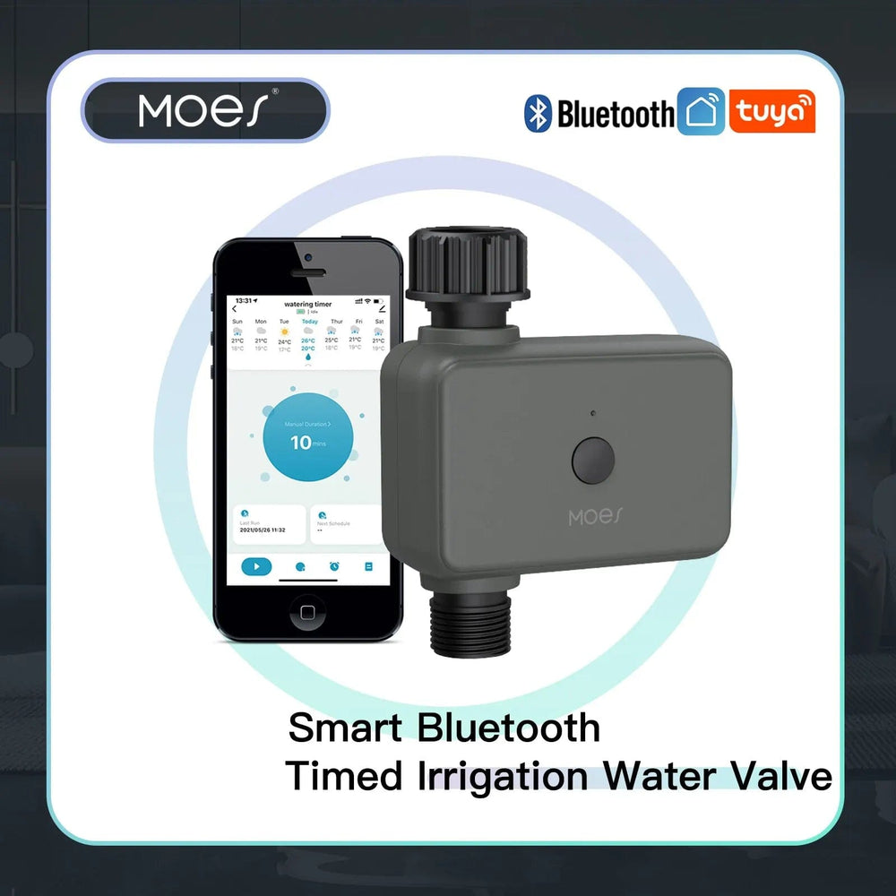 Planet Gates BWV-YC-EU-GY-MS Moes Smart Tuya Bluetooth Water Timer Rain Delay Programmable Irrigation Timer with Automatic and Manual Watering