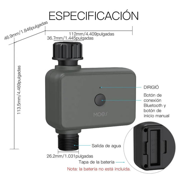 Planet Gates BWV-YC-EU-GY-MS Moes Smart Tuya Bluetooth Water Timer Rain Delay Programmable Irrigation Timer with Automatic and Manual Watering