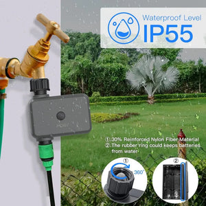 Planet Gates BWV-YC-EU-GY-MS Moes Smart Tuya Bluetooth Water Timer Rain Delay Programmable Irrigation Timer with Automatic and Manual Watering
