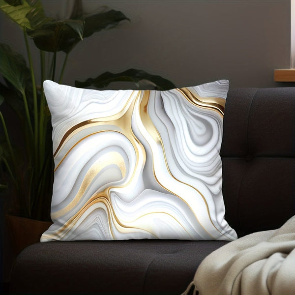 Planet Gates BZ170 1pc Marble Textured Throw Pillowcase, Bedding Throw Pillow Cover For Living Room Bedroom Sofa, No Pillow Insert, 44.98*44.98cm