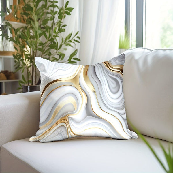 Planet Gates BZ170 1pc Marble Textured Throw Pillowcase, Bedding Throw Pillow Cover For Living Room Bedroom Sofa, No Pillow Insert, 44.98*44.98cm
