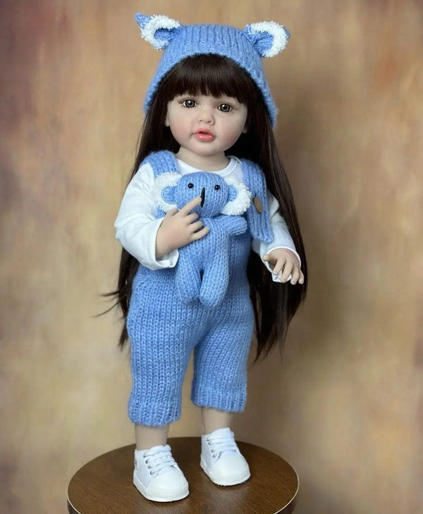 Planet Gates BZDOLL 55cm 22inch Lifelike Reborn Baby Girl Doll Soft Silicone Long Brown Hair Realistic Princess Toddler Bebe Birthday Gift