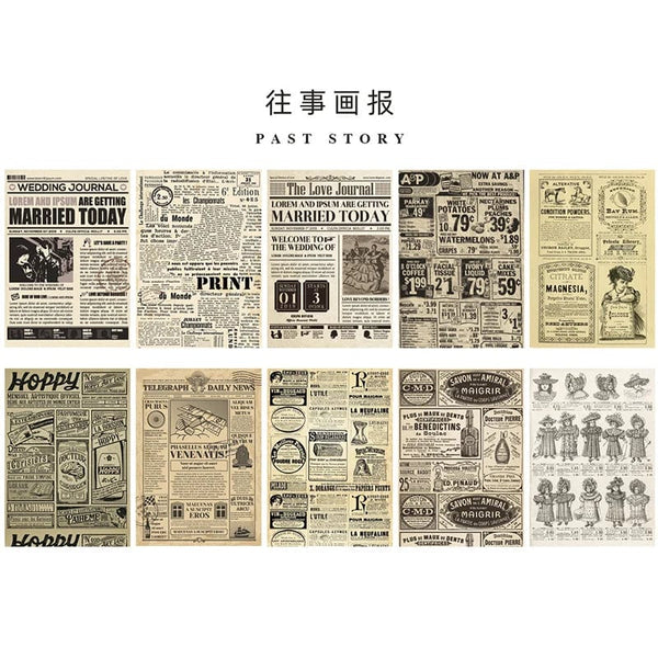 Planet Gates C 10 Pcs Junk Journal Large Size Retro Map Material Paper Diy Scrapbooking Collage Album Week Diary Decoration Background Paper