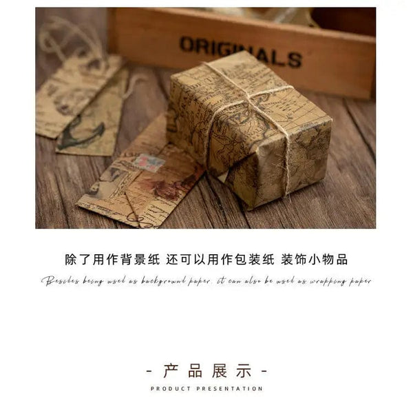 Planet Gates C 10 Pcs Junk Journal Large Size Retro Map Material Paper Diy Scrapbooking Collage Album Week Diary Decoration Background Paper