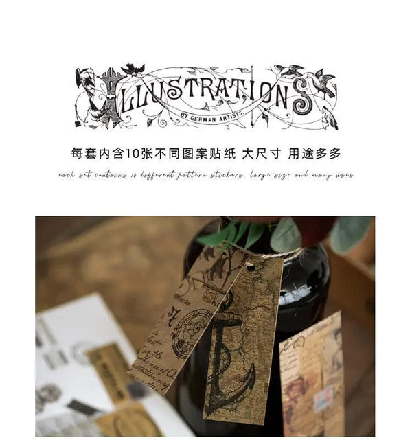 Planet Gates C 10 Pcs Junk Journal Large Size Retro Map Material Paper Diy Scrapbooking Collage Album Week Diary Decoration Background Paper