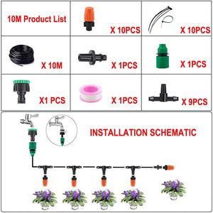 Planet Gates C-10M Fog Nozzles irrigation system Portable Misting Automatic Watering 5-40m Garden hose Spray head with 4/7mm tee and connector