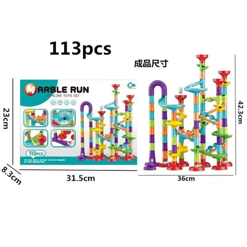 Planet Gates C-113 Marble Run Race Track Building Blocks Kids 3D Maze Ball Roll Toy DIY Marble Run Race Coaster SetChristmas Gift