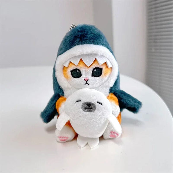 Planet Gates C 13cm Kawaii Mofusand Anime Hobby Tempura Fried Shrimp Shark Cat Cartoon Cute Plush Doll Pendant Bag Pendant Gift for Girlfriend