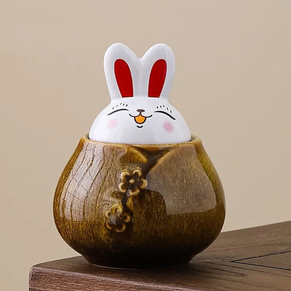 Planet Gates C / 175ML Ceramic Urn for Pet Bunny, Personalized Ashes, Cremation Keepsake, Small Urn for Pet Ashes, Funerary Rabbits