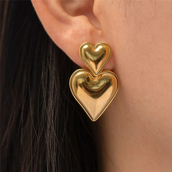 Planet Gates C 2023 Chic Heart Huggie Hoop Earrings Asymmetric Big Earrings For Women New Gold Color Fashion Jewelry Girl Gift