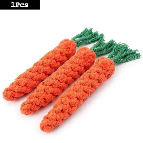 Planet Gates C 22x3cm 1PC Dog Toy Carrot Knot Rope Ball Cotton Rope Dumbbell Puppy Cleaning Teeth Chew Toy Durable Braided Bite Resistant Pet Supplies