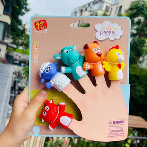 Planet Gates C 5PCS Mini Animal Hand Puppet Puppy Doll Finger Puppet Toy Set Montessori Sensory Toys Preschool Parent-Child Storytelling Toys