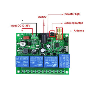 Planet Gates C / CN Smart Multiple DC 12V 24V 36V 10A 433MHz 4CH  4 Channel Wireless Relay RF Remote Control Switch Receiver + Thumbs Transmitter