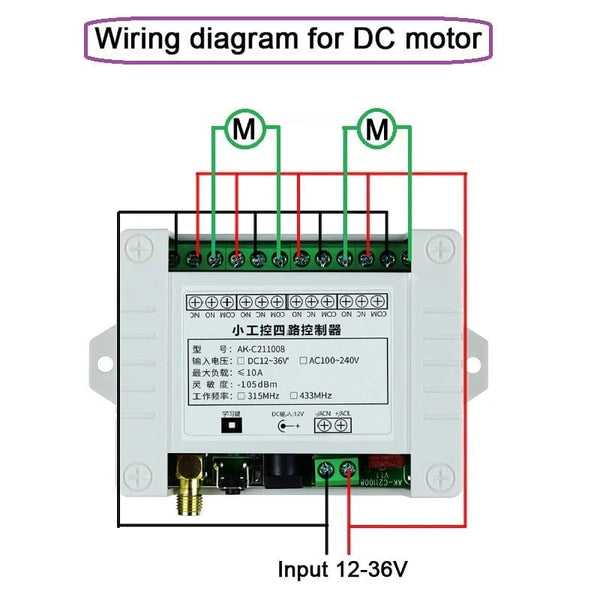 Planet Gates C / CN Smart Multiple DC 12V 24V 36V 10A 433MHz 4CH  4 Channel Wireless Relay RF Remote Control Switch Receiver + Thumbs Transmitter