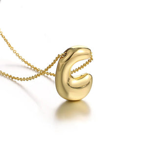Planet Gates C Greatera Gold Color Chunky Balloon Bubble Initial Letter Pendant Choker Necklaces for Women Custom Personalized Jewelry