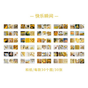 Planet Gates C Journamm 30pcs/pack 90patterns/pack Ins Material Stickers Book Scrapbooking Junk Journal Creative Stationery DIY Deco Stickers