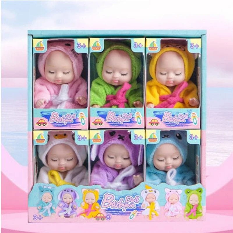 Planet Gates A set 6pcs 6/8Pcs Set Sleeping Mini Baby Dolls Reborn Lifelike Cute Adorable Dolls With Butterfly Crocodile Sunflower Outfits Playset Giftb