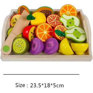 Planet Gates C Simulation Kitchen Pretend Toy Wooden Classic Game Montessori Educational Toy For Children Kids Gift Cutting Fruit Vegetable Set