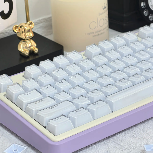 Planet Gates C Translucent Keycaps 104 Keys Layout Low Profile White Keycaps DIY  Black Backlit Crystal Edge for Mechanical Keyboard
