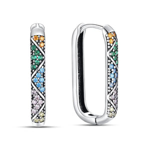 Planet Gates C2E135 2024 New Style Sterling Silver S925 Geometric Stone Earrings And Ear Loops Simple Fine Jewelry Women Girls Fashion Party Gift