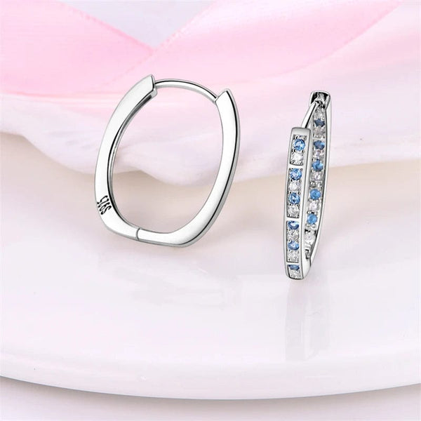 Planet Gates C2E135 2024 New Style Sterling Silver S925 Geometric Stone Earrings And Ear Loops Simple Fine Jewelry Women Girls Fashion Party Gift