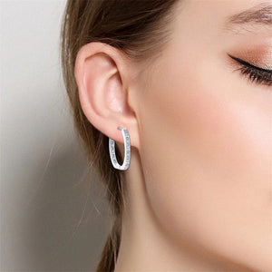 Planet Gates C2E135 2024 New Style Sterling Silver S925 Geometric Stone Earrings And Ear Loops Simple Fine Jewelry Women Girls Fashion Party Gift