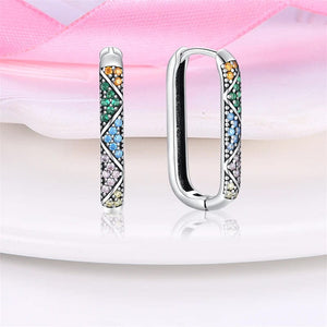 Planet Gates C2E135 2024 New Style Sterling Silver S925 Geometric Stone Earrings And Ear Loops Simple Fine Jewelry Women Girls Fashion Party Gift