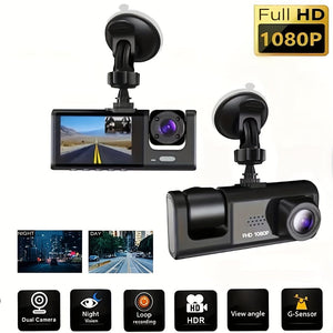 Planet Gates C309-No memory card Dash Cam For Cars, Front And Inside, 1080P Dual Camera With IR Night Vision, Loop Recording, Car DVR Black- Box With 5.08 Cm IPS Screen