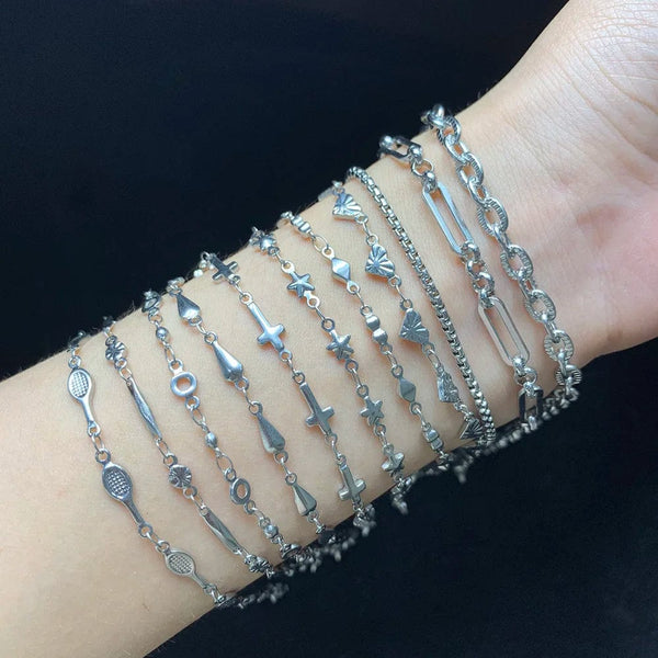 Planet Gates c4 / Bracelet 17cm-5cm USENSET 11 Styles Charm Bracelet Necklace Women Jewelry Stainless Steel Rope Chains Stars Bangles Never Rub Off Bracelets Gifts