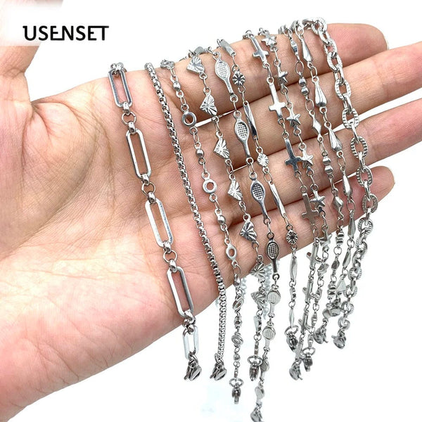 Planet Gates c4 / Bracelet 17cm-5cm USENSET 11 Styles Charm Bracelet Necklace Women Jewelry Stainless Steel Rope Chains Stars Bangles Never Rub Off Bracelets Gifts