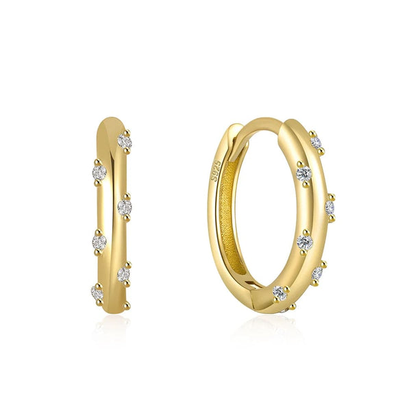 Planet Gates CA1 2PCS CANNER 925 Sterling Silver Glossy Hoop Earrings Gold Color Tiny Cartilage Piercing Small Huggie Earring Fine Jewelry Accessories
